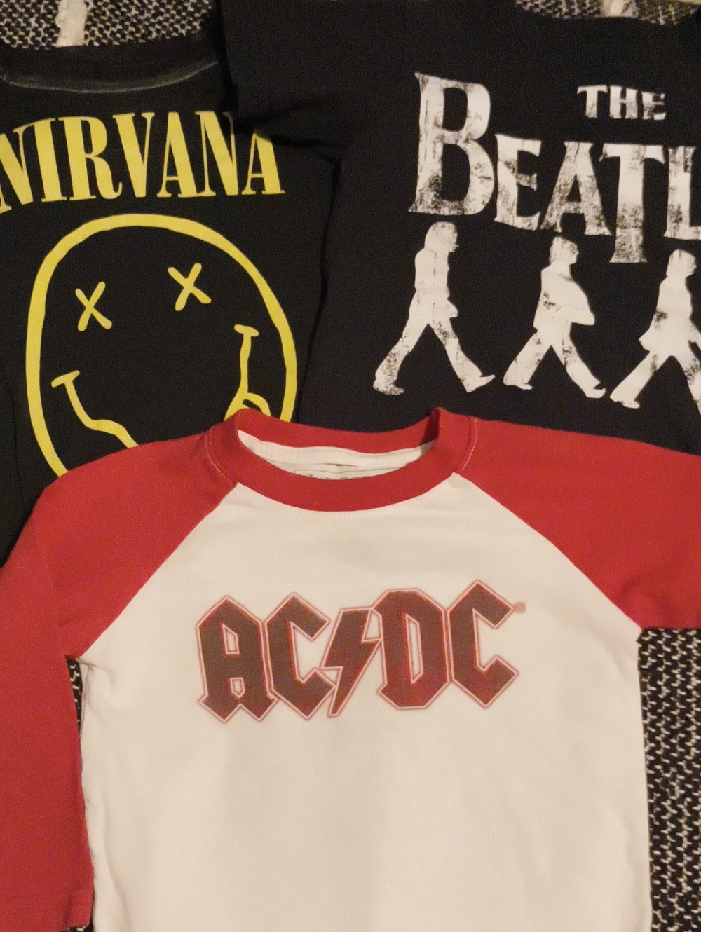 AC/DC Baby  3 Tees NIRVANA BEATLES 12 Months